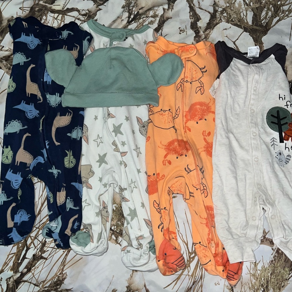 Baby boy 3M/0-3m sleepers set of 4